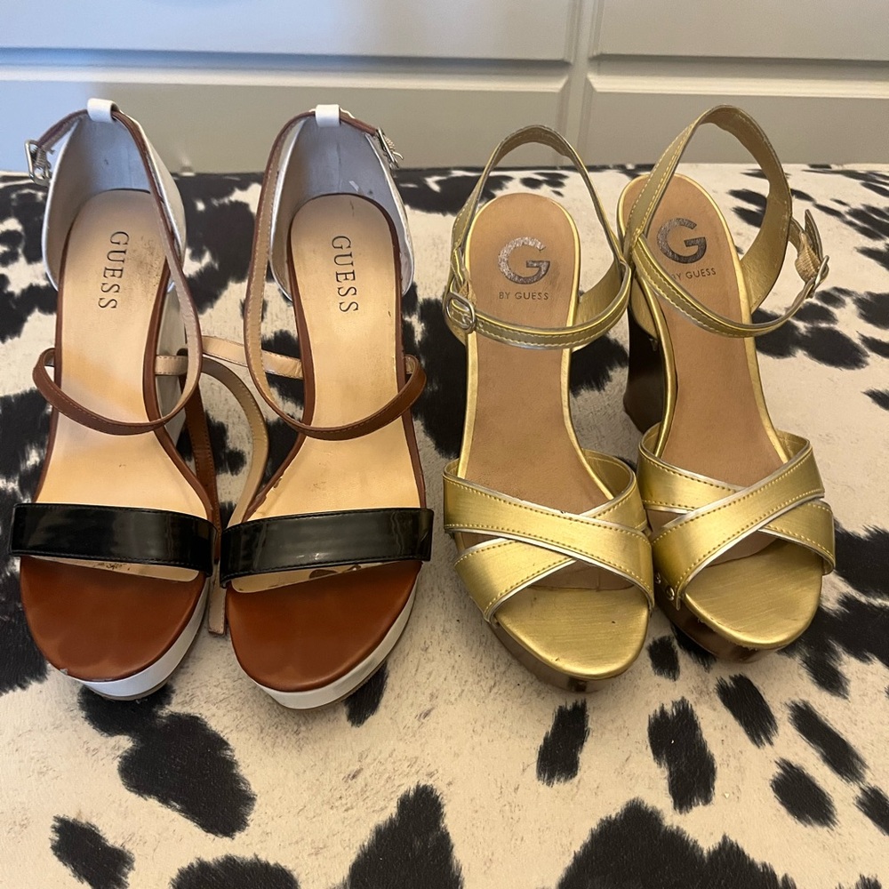 Guess Black and Brown Heels Elegant Design